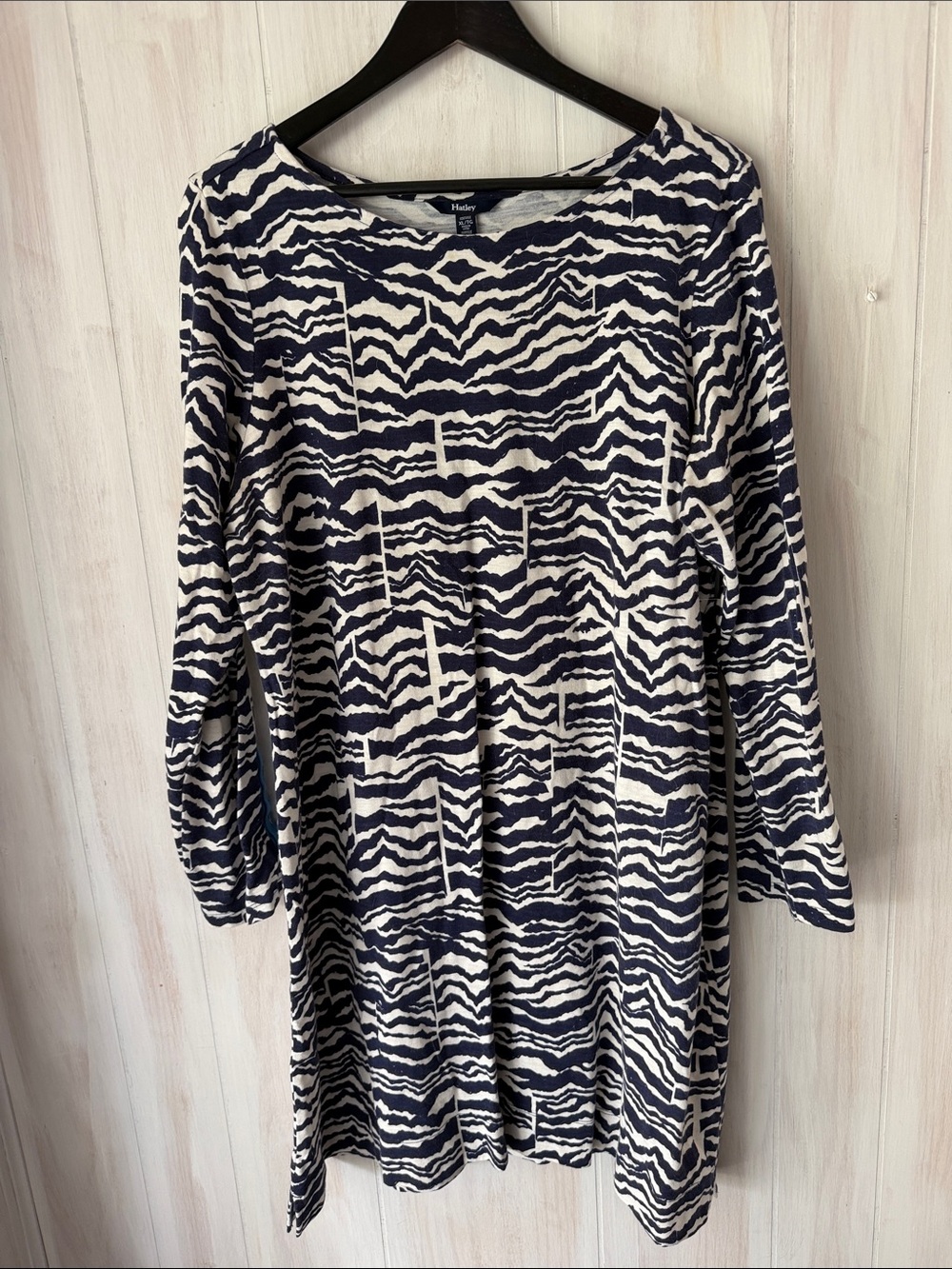 Hatley Navy and White Zebra-Print Long Sleeve Dress